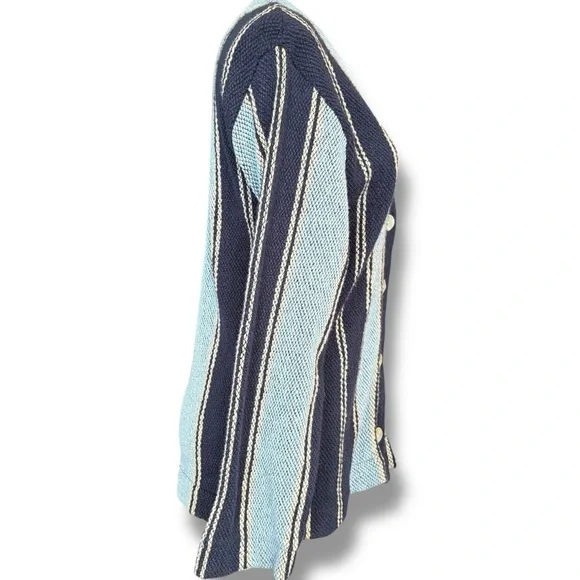 Faherty Women's Dockside Cardigan XS Small Tide Line Stripe Drug Rug Poncho - Picture 4 of 10